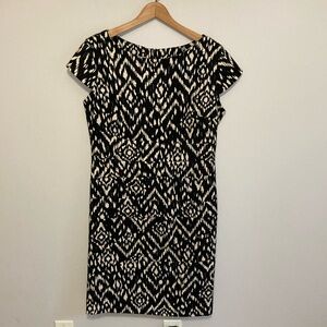 Dress Barn DB Established 1962, Size 12, black and cream sheath dress, polyester